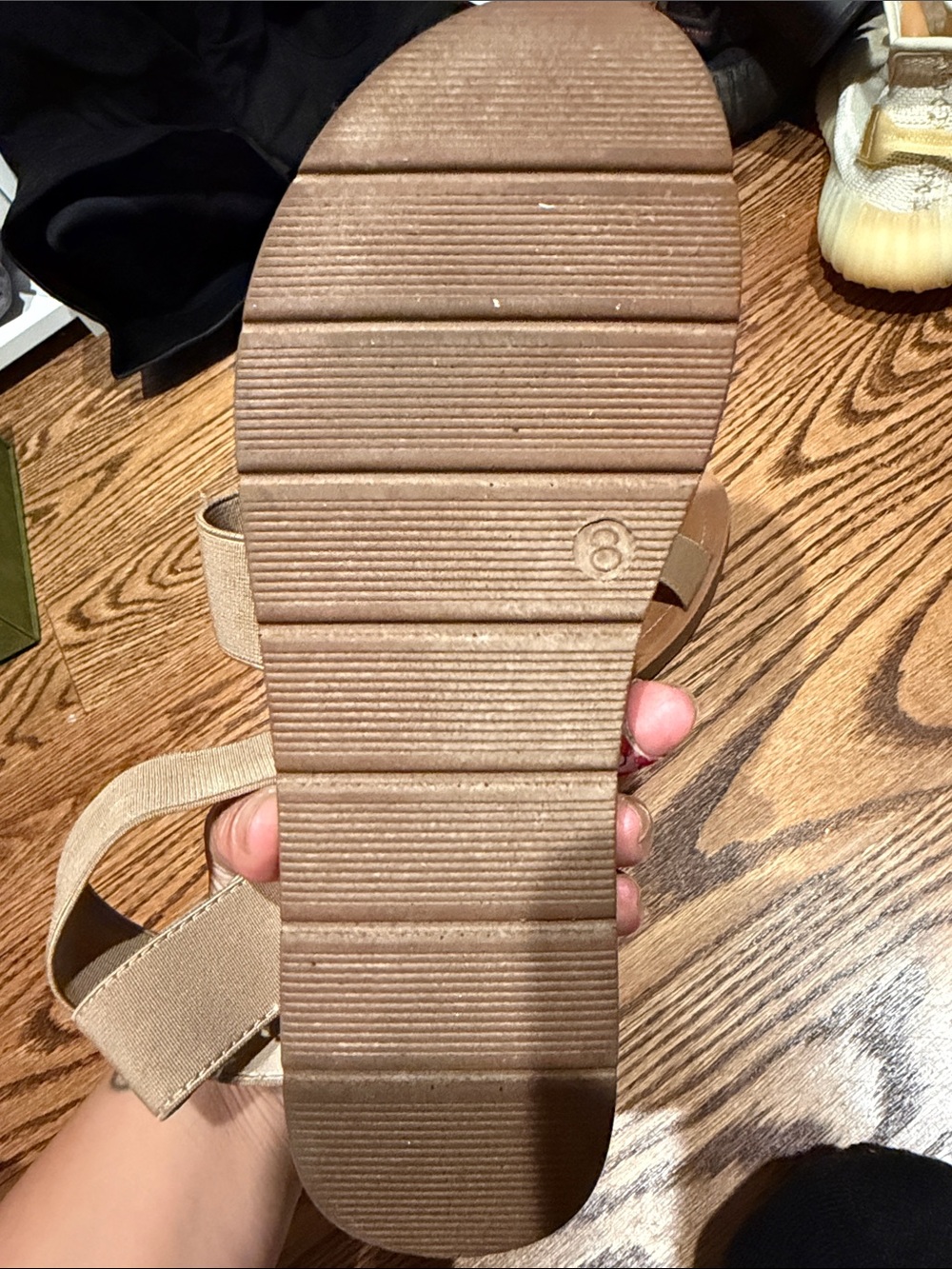 Women's Elastic Triple-Strap Sandals in Taupe - Picture 2 of 2